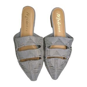 Matisse Flats Sandals Size 9M Women's East End Woven Mule Sky Blue Leather Boho